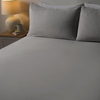 OHS 100% Brushed Cotton Soft Cosy Warm Fleece 25cm Deep Elasticated Fitted Sheet Grey Double