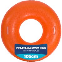 Inflatable Swim Ring 105cm Holographic Diamond Print Float with Handles - Orange