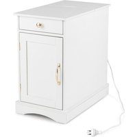 Wooden Sofa Side Table - White