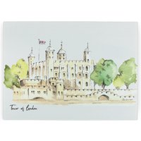Tower of London Worktop Protector - Large Textured Glass Chopping Board - Neutral