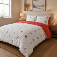 Rapport Home Cute Penguins Christmas Duvet Cover Set Red | Size: Single