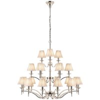 Stanford 21 Light Multi Arm Chandelier Polished Nickel Plate Finish, E14 - Polished Nickel Plate / 115cm