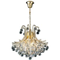 Bask Ceiling Pendant Chandelier Round 4 Light French Gold, Crystal - French Gold