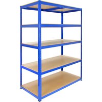 Monster Racking T-Rax Strong Storage Shelves, Blue, 120cm W, 60cm D, Set of 5 - - Blue