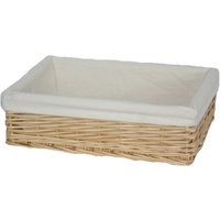 Lined Straight-Sided Rectangular Wicker Tray - Brown / 30cm