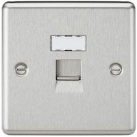 Knightsbridge RJ45 Network Outlet - Rounded Edge Brushed Chrome - Brushed Chrome
