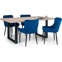 Berwick Rectangluar Table and 4 Luxe Chairs Set - Blue