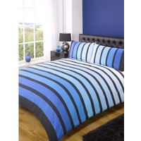 Soho Plain Striped Duvet Cover Set - Blue / King