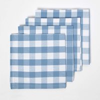 Block Check Cotton Gingham Napkins, Set of 4 - Blue