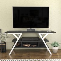 Decorotika, Minerva 120 cm Wide TV Unit TV Stand with Unique Design - Anthracite and White - Anthracite Decorotika, Minerva 120 cm Wide TV Unit TV Stand with Unique Design - Anthracite and White - Anthracite