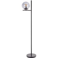 Industrial Style Matt Black Metal Standing Floor Lamp With Smoked Glass Shade - Matt Black