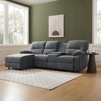 Fable 3 Seater Manual Recliner Sofa with Chaise - Dark Grey Linen / Left-hand