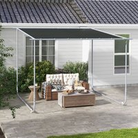 Outsunny 3 x 3(m) Mobile Pergola Garden Gazebo with Wheels and Sandbags - Dark Grey