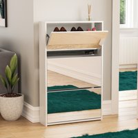 Welham 3 Drawer Mirrored Shoe Cabinet - White