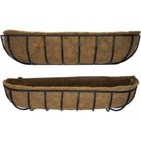 Manor Garden Black Metal Wall Basket Manger Trough Planter (90cm) - Black / 2