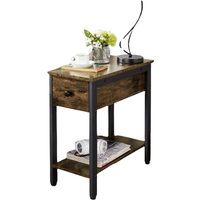 Bedside Table With Drawer Shelf - Brown