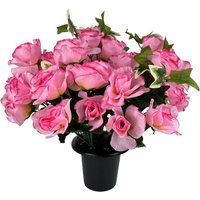 Artificial Rose Flower Grave Pot Arrangement - Pink