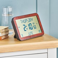 Easy To Read Radio Controlled Calendar Clock - Brown