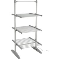 Electric Tower Clothes Airer 3 Tier XL Folding Heated Drying Rack - Silver
