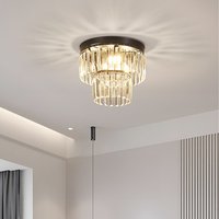 Black Base Double Crystal Ceiling Light - Black