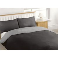 Percale Polycotton Fully Reversible Quilt Cover - Black/Grey