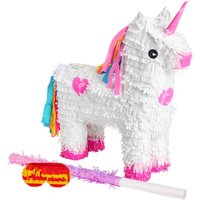 3pc Unicorn Pinata Set with Stick Blindfold - Pink Stick - Pink