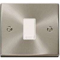 Satin Brushed Chrome 10A 1 Gang Intermediate Light Switch - White