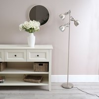 Albie 3 Arm Spotlight Head Adjustable Floor Lamp - Silver