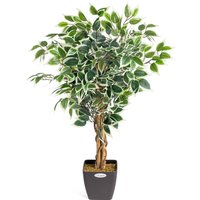 Artificial Ficus Tree in Pot - Green / Variegated / 90cm