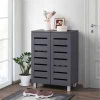 Euston Modern 2 Door Shoe Storage Cabinet - Dark Grey