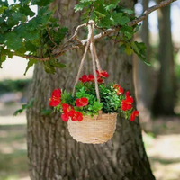 Hanging Artificial Flower Blossom Basket - Brown,Red,Green / 200g
