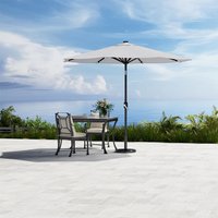 Patio Lighted Parasol with Solar LED and Base - Light Grey