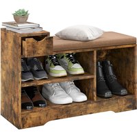 Storage Shoe Bench with Removable Cushion - Brown