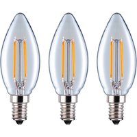 C35 Candle E14 25W Clear Straight Filament Dimmable Light Bulb Pack - Clear / 3