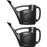 2x 6L Black Watering Can With Detachable Sprinkler Rose - Black