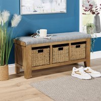 Holcombe Ready Assembled Oak Hallway Storage Bench - Oak
