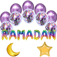 Balloon Bundle Happy Ramadan Rainbow - Purple