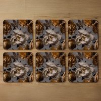 Golden White Flower Coaster - Brown