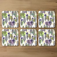 Spotted Coloured Feather Coaster - Green