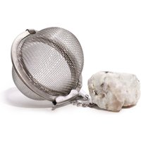 Raw Crystal Gemstone Tea Strainer Rainbow Moonstone - White
