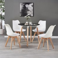 Round Lorenzo Dining Set with a Table and Set of 4 Chairs - White