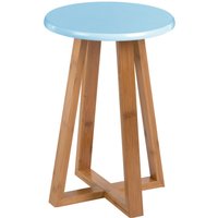 Viborg Blue and Natural Bamboo Round Stool - Blue