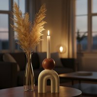 Utica Candle Holder With Cream Base - Cream