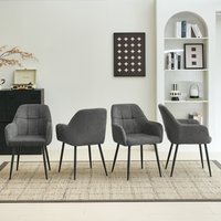 SONARA Modern Ergonomic Dining Chairs Set of 4 with Plush Chenille Upholstery - Dark Grey