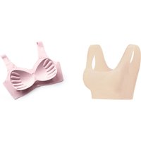 Pack of 2 Freedom Zero Feel Non-wire Seamless Bras - Pink and Nude / XL