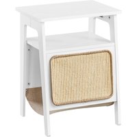 Yaheetech Pet-Friendly Sofa Side Table with Pet Bed and Scratching Board - White