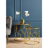 Avantis Set Of Two Gold Metal Tables - Gold
