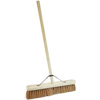 18" Coco Soft Bristle Long Handle Sweeping Broom For Dust and Debris - Brown