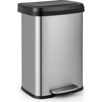 50L Step Trash Can Garbage Bin - Silver