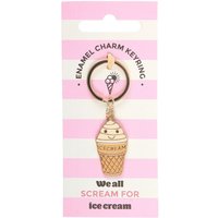 Ice Cream Cone Keyring Charm - Brown